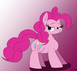 Size: 1519x1406 | Tagged: safe, artist:taurson, pinkie pie, earth pony, pony, female, gradient background, mare, pink background, simple background, solo