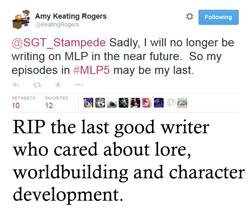 Size: 617x522 | Tagged: safe, amy keating rogers, background pony strikes again, meta, op is a cuck, op is trying to start shit, op started shit, text, twitter