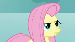 Size: 1280x720 | Tagged: safe, screencap, fluttershy, pegasus, pony, keep calm and flutter on, female, fluttershy is not amused, frown, mare, snow, solo, unamused