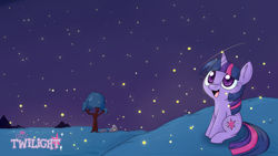 Size: 1920x1080 | Tagged: safe, artist:lustrous-dreams, derpibooru import, twilight sparkle, firefly (insect), ask filly twilight, filly, solo, stars