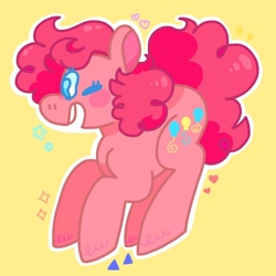 Size: 1280x1280 | Tagged: safe, artist:swineburst, pinkie pie, earth pony, pony, one eye closed, pronking, wink