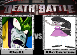 Size: 900x643 | Tagged: safe, octavia melody, equestria girls, cell (dbz), cell just wouldn't stop messing with octavia, death battle, derp face, dragon ball z, exploitable meme, meme, perfect cell