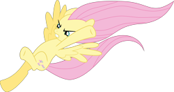 Size: 6000x3190 | Tagged: safe, artist:dusk2k, fluttershy, pegasus, pony, lesson zero, female, flying kick, high res, mare, simple background, solo, transparent background, vector