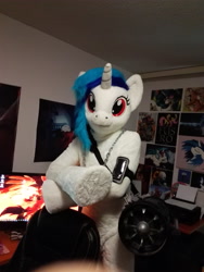 Size: 3120x4160 | Tagged: safe, dj pon-3, vinyl scratch, human, fursuit, irl, irl human, photo