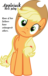 Size: 900x1420 | Tagged: safe, applejack, earth pony, pony, best pony, op is wrong, simple background, solo, white background