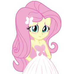 Size: 7680x7680 | Tagged: safe, artist:efk-san, fluttershy, equestria girls, absurd resolution, adorasexy, alternate costumes, beautiful, blushing, clothes, cute, dress, female, looking at you, sexy, shyabetes, simple background, smiling, solo, transparent background, vector