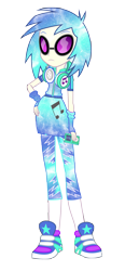 Size: 4433x9533 | Tagged: safe, artist:digiradiance, artist:mohawgo, edit, dj pon-3, vinyl scratch, equestria girls, absurd resolution, clothes, fingerless gloves, flash puppet, gloves, hand on hip, headphones, ipod, shoes, simple background, sneakers, solo, sunglasses, transparent background