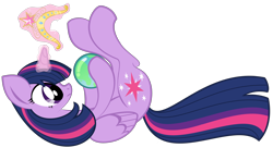 Size: 2716x1592 | Tagged: safe, artist:avarick, derpibooru import, twilight sparkle, twilight sparkle (alicorn), alicorn, pony, big crown thingy, element of magic, globe, jewelry, on back, regalia, solo