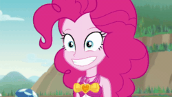 Size: 960x540 | Tagged: safe, screencap, pinkie pie, better together, equestria girls, friendship math, animated, bust, clothes, emotional spectrum, gif, grin, no, nodding, reaction image, smiling, solo, swimsuit, yes