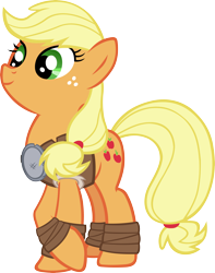 Size: 4375x5566 | Tagged: safe, artist:ironm17, applejack, rockhoof, earth pony, pony, absurd resolution, clothes, female, mare, simple background, smiling, solo, transparent background, vector