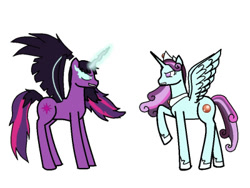 Size: 400x300 | Tagged: artist needed, safe, derpibooru import, midnight sparkle, principal abacus cinch, twilight sparkle, twilight sparkle (alicorn), alicorn, equestria girls, alternate universe, equestria girls ponified, fight, ponified, queen cinch, twilight is anakin