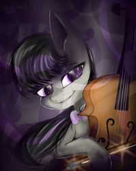 Size: 1346x1692 | Tagged: safe, artist:nikisha15, octavia melody, earth pony, pony, female, mare, musical instrument, smiling, solo