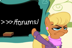 Size: 880x595 | Tagged: safe, edit, edited screencap, screencap, ms. harshwhinny, flight to the finish, chalkboard, chalkboard meme, exploitable meme, meme, meta, ms. harshwhinny's professional chalkboard, obligatory pony, solo