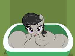 Size: 2978x2233 | Tagged: safe, artist:badumsquish, derpibooru exclusive, octavia melody, goo pony, original species, bath, bathtub, bedroom eyes, female, goo ponified, goo pony bath, grin, looking at you, meltavia, open mouth, smiling, solo, species swap