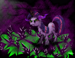 Size: 3850x2975 | Tagged: safe, artist:andyerror, derpibooru import, twilight sparkle, corrupted, crystal, dark magic, magic, solo, sombra eyes