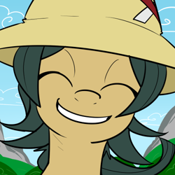 Size: 500x500 | Tagged: safe, artist:reiduran, gundam, gundam build fighters, hat, ponified, solo, yasaka mao