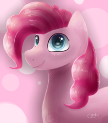 Size: 1024x1157 | Tagged: safe, artist:psychoticminkiepie, pinkie pie, earth pony, pony, bubble, bubble background, female, mare, smiling, solo