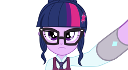 Size: 2700x1480 | Tagged: safe, artist:coldlypainter, derpibooru import, sci-twi, twilight sparkle, acadeca, equestria girls, friendship games, clothes, crystal prep academy, crystal prep academy uniform, crystal prep shadowbolts, glasses, left handed, school uniform, selfie, simple background, solo, transparent background, vector