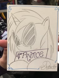 Size: 600x800 | Tagged: safe, artist:andypriceart, dj pon-3, vinyl scratch, pony, unicorn, album, crying, love symbol, prance, prince (musician), rest in peace, rest in purple, solo, traditional art