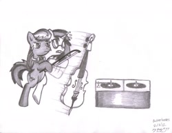 Size: 3280x2532 | Tagged: safe, artist:xcesskinavira, dj pon-3, octavia melody, vinyl scratch, earth pony, pony, cello, conjoined, musical instrument, traditional art, turntable