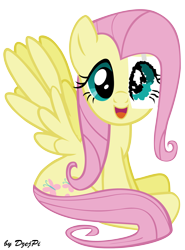 Size: 2952x4000 | Tagged: safe, artist:dzejpi, part of a set, fluttershy, pegasus, pony, paper eyes, signature, simple background, sitting, solo, transparent background, vector