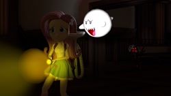 Size: 1920x1080 | Tagged: safe, artist:ghostoftime1, fluttershy, oc, ghost, undead, equestria girls, 3d, boo (super mario), female, flashlight (object), luigi's mansion, nintendo, poltergust 5000, super mario bros., vacuum cleaner