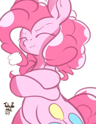 Size: 700x900 | Tagged: safe, artist:tohupo, pinkie pie, earth pony, pony, crossed hooves, eyes closed, female, mare, simple background, solo, white background