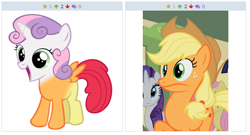 Size: 520x280 | Tagged: safe, artist:eakin, artist:misskicha, derpibooru import, screencap, apple bloom, applejack, fluttershy, rarity, scootaloo, sweetie belle, alicorn, earth pony, hybrid, pony, body sharing, body swap, cutie mark crusaders, derpibooru, exploitable meme, faic, fanfic, fanfic art, fimfiction, forced juxtaposition, fusion, juxtaposition, juxtaposition win, magic, meme, meta, the ultimate cutie mark crusader, wat, what has magic done, what has science done