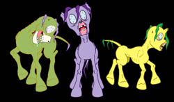 Size: 900x530 | Tagged: safe, artist:irkengeneral, oc, oc only, ghoul, pony, zombie, fallout equestria, black background, simple background