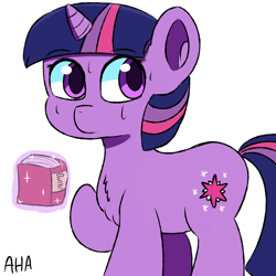 Size: 1600x1600 | Tagged: safe, artist:an-honest-appul, derpibooru import, twilight sparkle, book, butts, chest fluff, ear fluff, filly, filly twilight sparkle, magic, solo, sweat, telekinesis