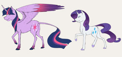 Size: 1024x484 | Tagged: safe, artist:mattsykun, derpibooru import, rarity, twilight sparkle, twilight sparkle (alicorn), alicorn, pony, unicorn, unshorn fetlocks