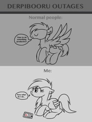 Size: 768x1024 | Tagged: safe, artist:php76, oc, oc only, oc:cafe cream, pegasus, pony, brony, cellphone, derpibooru, female, flying, mare, meta, monochrome, phone, smartphone, truth