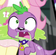 Size: 184x181 | Tagged: safe, screencap, fluttershy, spike, spike the regular dog, dog, equestria girls, spoiler:eqg specials, cropped, male, offscreen character, panties, panty shot, shocked