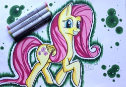 Size: 3710x2588 | Tagged: safe, artist:pixelponyart, fluttershy, pegasus, pony, solo, traditional art