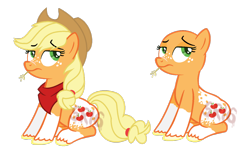 Size: 1280x766 | Tagged: safe, artist:superrosey16, applejack, earth pony, pony, alternate design, bald, cute, jackabetes, simple background, sitting, solo, transparent background, watermark