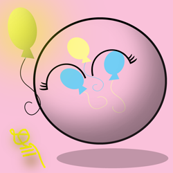 Size: 3000x3000 | Tagged: safe, artist:temerdzafarowo, pinkie pie, ball, balloon, bouncing, countryball, eyes closed, happy, jumping, morph ball, no pony, pink background, polandball, simple background