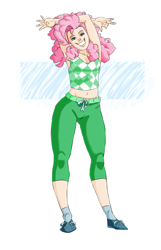 Size: 1800x2800 | Tagged: safe, artist:valo-son, pinkie pie, human, armpits, belly button, humanized, looking at you, midriff, smiling