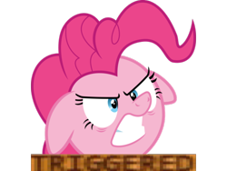 Size: 960x720 | Tagged: safe, edit, pinkie pie, earth pony, pony, floppy ears, meme, simple background, solo, transparent background, triggered, vector, vector edit