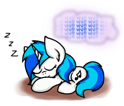 Size: 756x643 | Tagged: safe, artist:kristysk, dj pon-3, vinyl scratch, pony, unicorn, sleeping, solo, wub, zzz