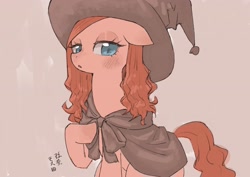 Size: 3508x2480 | Tagged: safe, artist:yanamosuda, pinkie pie, earth pony, pony, blushing, female, hat, looking at you, mare, solo, witch hat