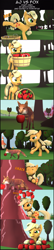 Size: 3896x18143 | Tagged: safe, artist:goatcanon, applejack, earth pony, fox, pony, comic:aj vs fox, 3d, absurd file size, absurd resolution, apple, chase, comic, food, gasp, source filmmaker, sweet apple acres