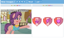 Size: 519x312 | Tagged: safe, screencap, apple bloom, scootaloo, spoiled rich, sweetie belle, crusaders of the lost mark, cutie mark, cutie mark crusaders, derpibooru, everyone steals tirek's meme, exploitable meme, juxtaposition, juxtaposition win, meme, meta, the cmc's cutie marks, timing