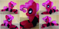 Size: 2000x1000 | Tagged: safe, artist:burgunzik, pinkie pie, pony, irl, photo, pinkiepool, plushie, prone, solo