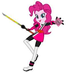 Size: 514x554 | Tagged: safe, artist:ds59, pinkie pie, equestria girls, melissa gedeón, mexican, momoninger, ninja power star, pink ranger, power rangers, power rangers ninja steel, shuriken, shuriken sentai ninninger, spanish, super sentai, sword, voice actor joke, weapon, xk-class end-of-the-world scenario