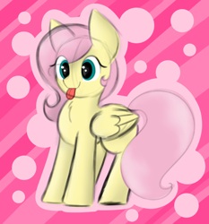 Size: 608x653 | Tagged: safe, artist:itsmeelement, fluttershy, pegasus, pony, :p, abstract background, cute, shyabetes, silly, solo, tongue out