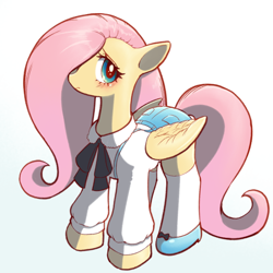 Size: 800x800 | Tagged: safe, artist:unousaya, fluttershy, pegasus, pony, clothes, cute, female, mare, shyabetes