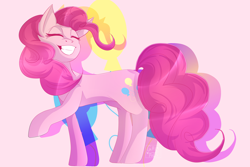 Size: 3000x2000 | Tagged: safe, artist:cursedgalaxie, pinkie pie, earth pony, pony, eyes closed, eyestrain warning, female, mare, smiling, solo