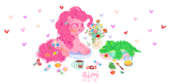 Size: 995x485 | Tagged: safe, artist:strawberryprincess157, gummy, pinkie pie, earth pony, pony, cute, diapinkes, duo