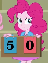 Size: 543x715 | Tagged: safe, screencap, pinkie pie, equestria girls, cropped, football, scoreboard, sports