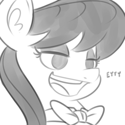 Size: 500x500 | Tagged: dead source, safe, artist:reiduran, octavia melody, earth pony, pony, bust, dialogue, female, mare, monochrome, portrait, solo